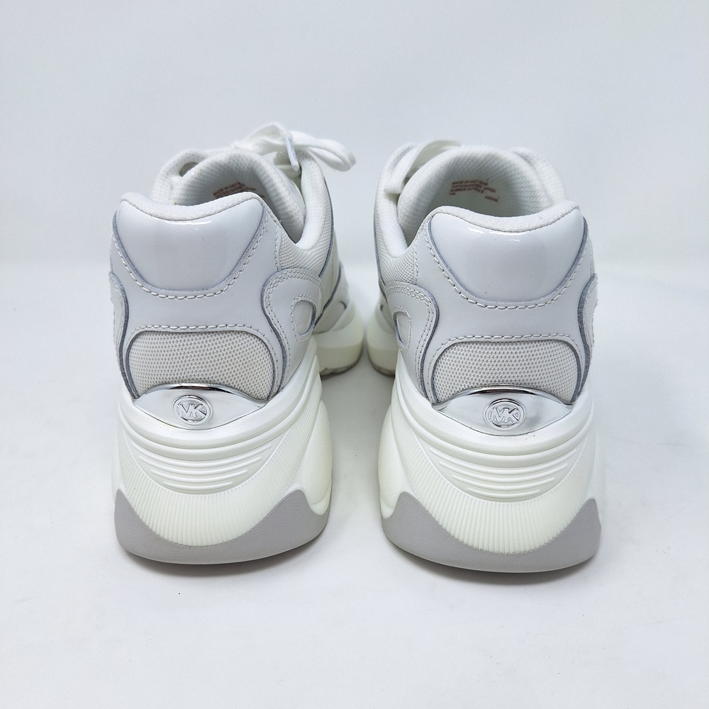 Michael Kors Women's Optic White Zuma Trainer Leather Wedge Platform Sneakers - Picture 6 of 9